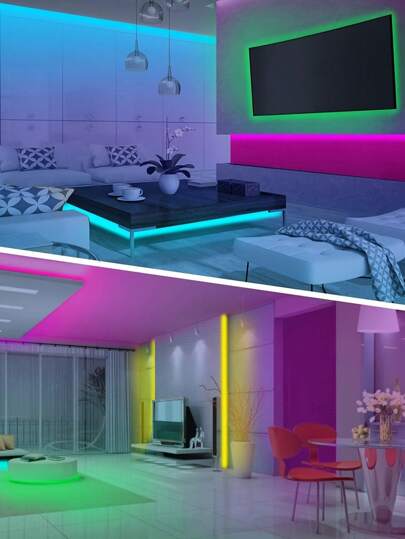 قطعة واحدة، شريط إضاءة LED بريموت تحكم 44 مفتاح، مناسب لغرفة النوم والمعيشة وديكور المنزل وإضاءة الحفلات، قابل للتعديل في الألوان والوضعيات