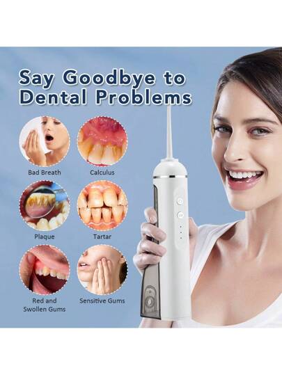 Hailicare طقم العناية بالفم المحمول ثلاثي الوظائف: فرشاة أسنان كهربائية وغسول الأسنان - 5 رؤوس قابلة للتبديل، 3 أوضاع تنظيف، مقاوم للماء IPX7، قابل للشحن بمنفذ USB-C، حقيبة تخزين مناسبة للسفر