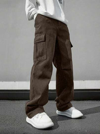 بنطلون رجالي سائب متعدد الجيوب بلون أحادي ، بنطلون كاجوال للشاطئ مناسب للارتداء اليومي ، التدريب الرياضي ، الأنشطة الخارجية ، لياقة البدنية وركض ، ملابس الشارع ، قدم مستقيمة ، صيف - قطعة واحدة