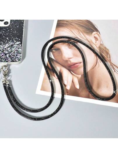 سلسلة رقبة مفخرة من الراينستون الفاخر، سلسلة حمل حقيبة كروسبودي طويلة، سلسلة معلقة للجوال مزينة بالراينستون اللامع هدايا لأم وأهل وأصدقاء في المناسبات والأعياد، شارم للجوال، سلسلة جوال