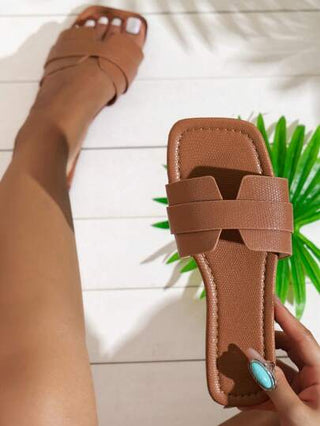 نعال شريحة كاجوال بسيطة للنساء، صندل شاطئ مريحة بتصميم عملي للارتداء في الخارج مناسبة للربيع والصيف