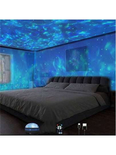 قطعة واحدة مصباح إسقاط بتموجات، يتغير ل- 7 ألوان، مناسب لغرفة النوم، غرفة الألعاب للكبار، سينما منزلية، ديكور المنزل، هدية عيد الحب، التخييم، ديكور الزفاف