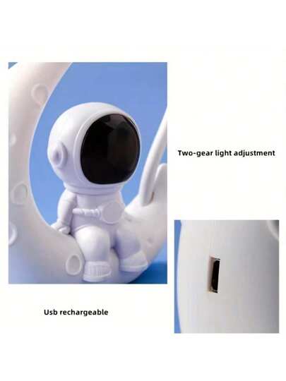 1 قطعة مصباح ليلي بتصميم قمر نجمي مع رائد فضاء، مصباح طاولة LED صغير، مناسب للنوم، غرفة النوم، غرفة الطعام، المناسبات، هدايا، يعمل بطاقة USB