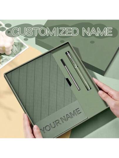 دفتر مخصص مع نقش الاسم، صندوق هدية دفتر مفرد مخصص مع الاسم ورقم الهاتف، مناسب للعمل والاجتماعات والمذكرات، حجم A5، هدية عيد ميلاد، هدية عيد الحب، هدية عيد الميلاد