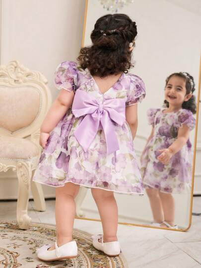 فساتين بيبي فستان يومي بأكمام قصيرة بسيط للبنات الصغار