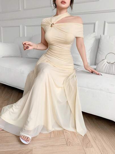 Modelyn العيد فستان طويل سادة للنساء، موضة مبسطة مناسبة للصيف