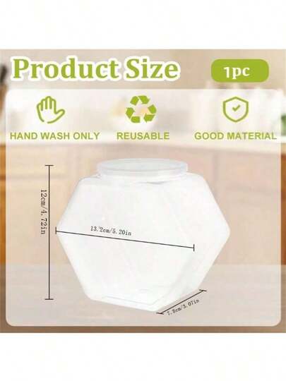 برطمان بلاستيكي سداسي الشكل واضح لحفظ الحلوى والبسكويت مع غطاء محكم الإغلاق، برطمان بلاستيكي واسع الفوهة قابل لإعادة الاستخدام، حاوية لعرض القهوة والحلوى والهدايا والتخزين