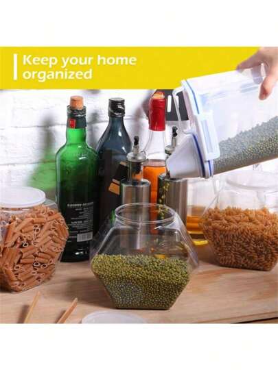 برطمان بلاستيكي سداسي الشكل واضح لحفظ الحلوى والبسكويت مع غطاء محكم الإغلاق، برطمان بلاستيكي واسع الفوهة قابل لإعادة الاستخدام، حاوية لعرض القهوة والحلوى والهدايا والتخزين