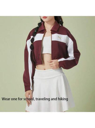 Puma سترة نسائية عصرية بسحاب رياضي كاجوال قصيرة الخصر 633795-96