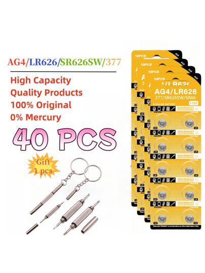 10-50 قطعة بطارية ساعة AG4 377 SR626SW بطاريات زر SR626 177 376 626A LR66 LR626 خلية عملة البطارية القلوية للساعات والألعاب والساعات