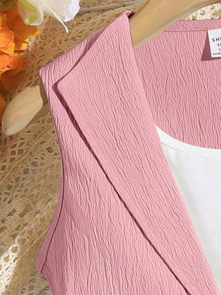 girls-sets قطعتان من جاكيت صدرية بلا أكمام للفتاة المراهقة مع حزام ذو فيونكة وشورت, طقم ملابس عصري مناسب للأخوات (تُباع المجموعتان بشكل منفصل)