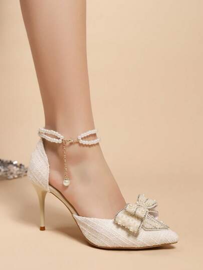 كعب عالي شفاف مزين بالراين ستونز بتصميم حذاء الكعب الفرنسي الصندل مزين بفراشة مع رباط الكاحل، موضة ربيع وصيف 2025 الجديدة