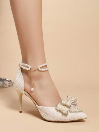 كعب عالي شفاف مزين بالراين ستونز بتصميم حذاء الكعب الفرنسي الصندل مزين بفراشة مع رباط الكاحل، موضة ربيع وصيف 2025 الجديدة