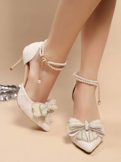 كعب عالي شفاف مزين بالراين ستونز بتصميم حذاء الكعب الفرنسي الصندل مزين بفراشة مع رباط الكاحل، موضة ربيع وصيف 2025 الجديدة