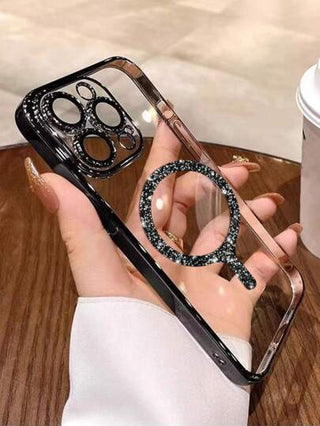 1 غطاء هاتف واقي من السيليكون الشفاف المطلي كهربائيًا مع حلقة مغناطيسية لامعة ، مصنوع من مادة TPU، يوفر حماية للهواتف المتوافقة مع 15 برو ماكس / 16 برو ماكس / 16 برو / 11 / 12 / 13 / 14 برو ماكس / 14 برو / 13 برو ماكس / 16، ويدعم الشحن اللاسلكي