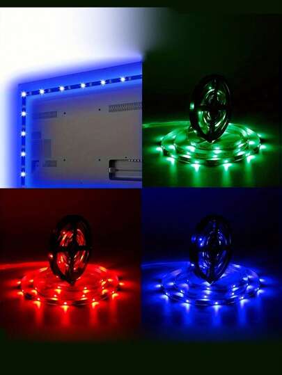 1 قطعة شريط إضاءة LED RGB 44 مفتاح بتقنية البلوتوث، إضاءة قابلة للتعديل متعددة الألوان تحكم بتطبيق ذكي، مثالية لديكور الأثاث المنزلي، غرفة الألعاب، المطبخ، خلفية التلفاز، غرفة النوم، أجواء الحفلات والمناسبات