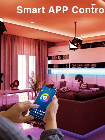 1 قطعة شريط إضاءة LED RGB 44 مفتاح بتقنية البلوتوث، إضاءة قابلة للتعديل متعددة الألوان تحكم بتطبيق ذكي، مثالية لديكور الأثاث المنزلي، غرفة الألعاب، المطبخ، خلفية التلفاز، غرفة النوم، أجواء الحفلات والمناسبات