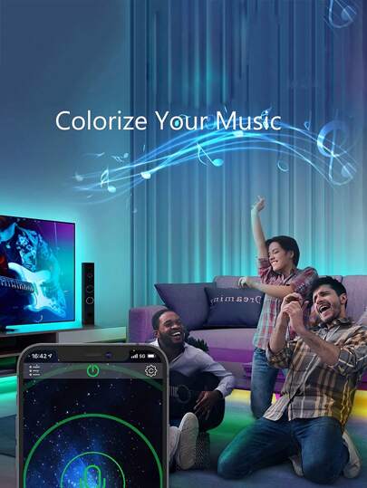 1 قطعة شريط إضاءة LED RGB 44 مفتاح بتقنية البلوتوث، إضاءة قابلة للتعديل متعددة الألوان تحكم بتطبيق ذكي، مثالية لديكور الأثاث المنزلي، غرفة الألعاب، المطبخ، خلفية التلفاز، غرفة النوم، أجواء الحفلات والمناسبات