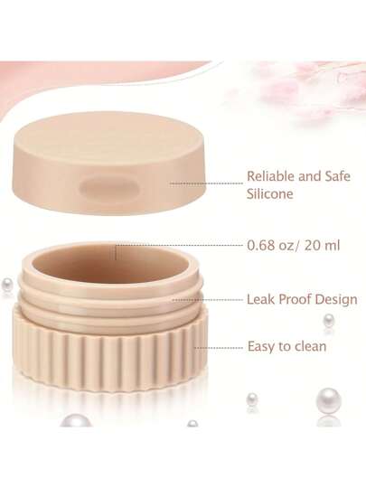 حاوية سفر سيليكون قطعة واحدة: مانع للتسرب، قابل لإعادة الاستخدام، وكاملة لتخزين كريم اليدين، كريم الجسم، والمجوهرات