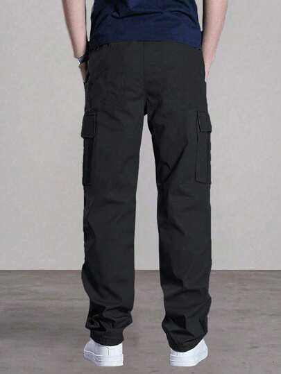 قطعة واحدة من البنطلون الشاحن الكلاسيكي ذي الساق المستقيمة باللون الأحادي للأولاد/المراهقين