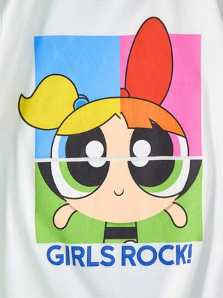 تيشيرتات بناتي THE POWERPUFF GIRLS X تي شيرت لفتيات المراهقة بطبعة الزهور الشيك والكرتونية، مناسب لجميع المواسم