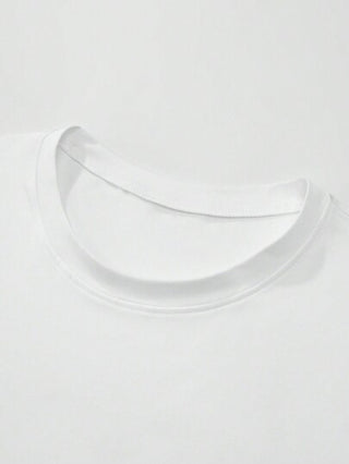 قميص طباعي قصير الأكمام بياقة مستديرة كاجوال لشبان ، ملابس علوية للصيف