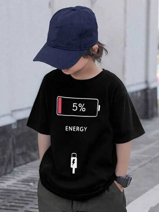 SHEIN تي شيرت بولو كريو كنت بنمط رياضي رسومي لون أحادي للشباب المراهقين