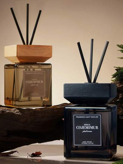 1 طقم 500 مل (16.9 أونصة سائلة) من مجموعة فتيل الأريج، عطر أساسي فاخر بدون لهب، عصا ذات رائحة طويلة الأمد مناسبة للمنزل والغرفة والصالة والحمام، ديكور أنيق، هدية عيد الحب، مُعطر للهواء، مُعطر السيارة