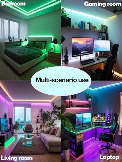 1 قطعة أضواء شريط LED بطول 1م/2م/3م/5م/10م/15م مع جهاز تحكم عن بعد 44 مفتاح، أضواء شريط LED متغيرة الألوان RGB ، أضواء حبل للغرفة والمنزل والحفلات والأعياد والزفاف