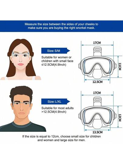 مجموعة قناع الوجه لنصف الوجه للغطس والسباحة تحت الماء، قناع تنفس لغطس بأمان مضاد للضباب للكبار