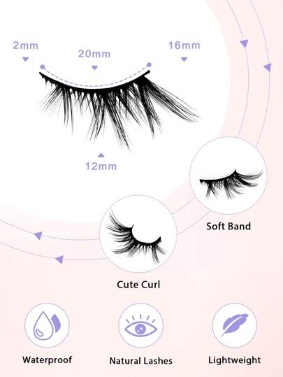 7 أزواج من رموش نصفية طبيعية منفوشة من الفرو الصناعي المشابه للرمش - رموش تجميعية للعيون القطط لمظهر مؤثر وجميل