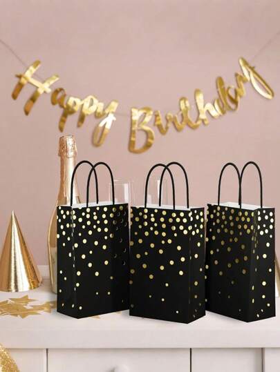 6 حقائب هدايا مختلفة الألوان من الورق الكرافت بمقابض، حقائب هدايا مطلية بالذهب، حقائب هدايا جلد بقري، حقائب حفلات بمقابض، أكياس تسوق، مناسبة للأعياد والحفلات والمناسبات والحرف اليدوية حقائب حمل من الورق الكرافت، أكياس ورقية مع مقابض