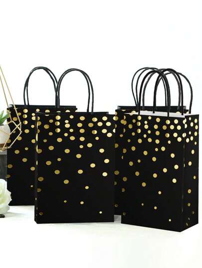 6 حقائب هدايا مختلفة الألوان من الورق الكرافت بمقابض، حقائب هدايا مطلية بالذهب، حقائب هدايا جلد بقري، حقائب حفلات بمقابض، أكياس تسوق، مناسبة للأعياد والحفلات والمناسبات والحرف اليدوية حقائب حمل من الورق الكرافت، أكياس ورقية مع مقابض