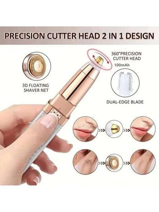 قاطعة حواجب وشفرة إزالة الشعر القابلة للشحن ب- 2 في 1 مع إضاءة LED - تزيل الوبر والشعر الزائد في الوجه بدون ألم، للحواجب والشفاه سعة البطارية: 100 ميللي أمبير