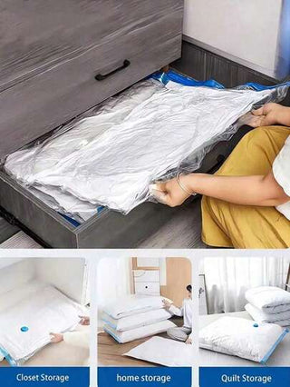 11 قطعة/طقم يشمل 10 أكياس تخزين شفافة للضغط والتفريغ بالشفط و1 مضخة يد، أكياس تخزين محكمة السد للملابس والأغطية والوسائد والألعاب الناعمة والبطانيات، مواد المطبخ والأوشحة والأحذية، ملحقات السفر، موفرة للمساحة، ضد الغبار ومناسبة للفرز والنقل المنزلي