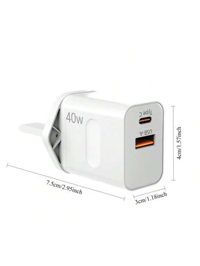 شاحن يو اس بي سي 40 واط PD QC 3.0 شاحن سريع للهواتف أجهزة البكسل 9/9برو/8/8برو/8ا/7/7برو/6برو/6/6ا، متوافق مع آيفون 16/15/14 برو ماكس/13 برو ماكس/12، إس 24/23، متوافق مع محول دي جي آي ميني 4 برو، مناسب للسفر، المكتب، المنزل والإقامة، متعدد المنافذ