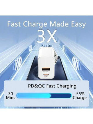 شاحن يو اس بي سي 40 واط PD QC 3.0 شاحن سريع للهواتف أجهزة البكسل 9/9برو/8/8برو/8ا/7/7برو/6برو/6/6ا، متوافق مع آيفون 16/15/14 برو ماكس/13 برو ماكس/12، إس 24/23، متوافق مع محول دي جي آي ميني 4 برو، مناسب للسفر، المكتب، المنزل والإقامة، متعدد المنافذ