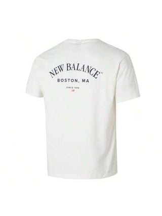New Balance ملابس علوية رياضي كاجوال بأكمام قصيرة للرجال ،ملائم للرياضة واللياقة البدنية والجري AMT51374-SST