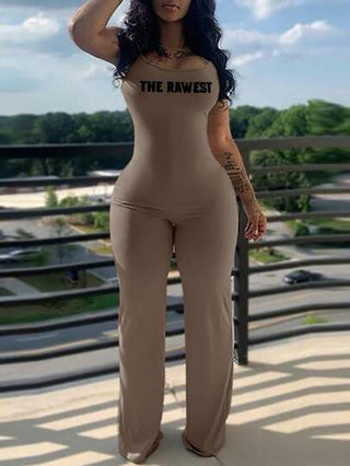 جمبسوت نسائية كاجوال كاشطة مطبوعة بالحروف