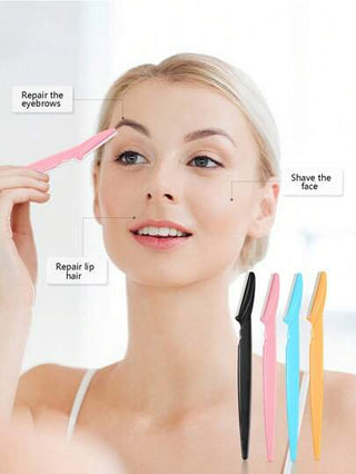 مجموعة 30/24/12/6/3/1 قطعة من أدوات تشذيب الحواجب والحلاقة متعددة الألوان، ماكينة تشذيب الحواجب وإزالة الشعر الخشن مع ماكينة حلاقة طويلة الأريكة ذات شفرة دقيقة، مناسبة للاستخدام اليومي أو للسفر