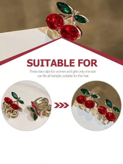 10 قطع/4 قطع/2 قطع /1 قطع شعر سن صغير بتصميم الكرز ، مشبك شعر صغير ، اكسسوار شعر رقيق، مشبك شعر المنتفخ ، هدايا حفلات عيد الحب