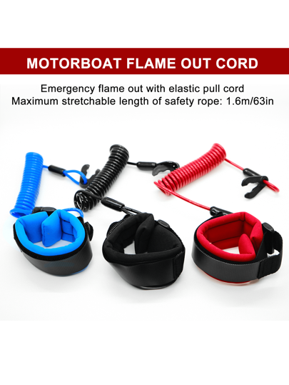 قطعة واحدة سلسلة أمان قارب عام مع مفتاح واحد - سلسلة إيقاف طوارئ محرك خارجي مناسب للدراجات المائية والسفن السياحية والقوارب السريعة، حبل سحب إيقاف سريع
