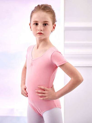 ملابس رياضية أطفال E.DANCE سترة داخلية للبنات ، سترة داخلية قصيرة الأكمام بفيونكة من الخلف ، مناسبة للرقص والباليه والجمباز
