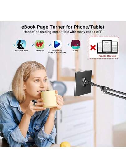 حلقة تمرير متوافقة مع iPhone - حلقة تمرير لاسلكية متوافقة مع Rednote وTikTk، تمرير صفحات بالبلوتوث ل- iPad وKindle، وحدة تحكم عن بعد لغالق الكاميرا والموسيقى، حلقة تمرير متوافقة مع نظام أندرويد