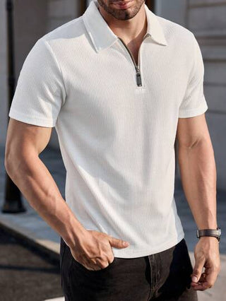 Manfinity RelaxMax قميص بولو للرجال بأكمام قصيرة، تطريز حروف، كاجوال، للتنقل اليومي