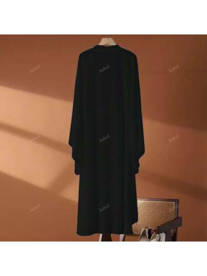 كارديجان شاطئي طويل واسع من القماش البوليستر خفيف الوزن، لون سادة غير مطاطي، أنيق وشفاف لارتداء على ملابس السباحة