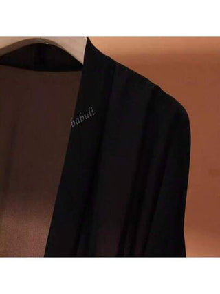 كارديجان شاطئي طويل واسع من القماش البوليستر خفيف الوزن، لون سادة غير مطاطي، أنيق وشفاف لارتداء على ملابس السباحة