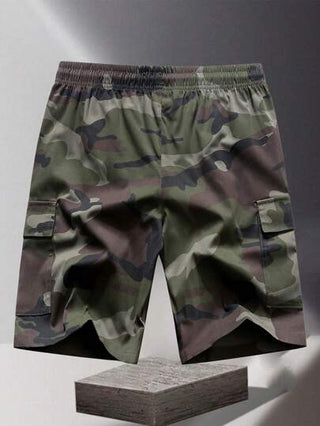 شورتات كاجوال صيفية بتصميم كاموفلاج لموسم التمارين ، شورتات برمودا فضفاضة متوسطة الطول مناسبة للرياضة الخارجية