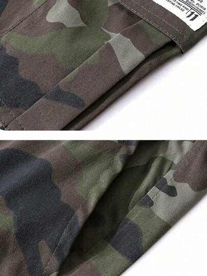 شورتات كاجوال صيفية بتصميم كاموفلاج لموسم التمارين ، شورتات برمودا فضفاضة متوسطة الطول مناسبة للرياضة الخارجية