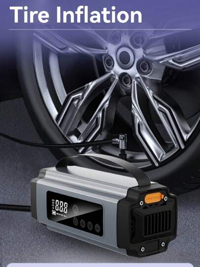 بطارية إقلاع محمولة 3000 أمبير مع ضاغط هواء - بطارية إقلاع 12 فولت، ضوء LED، إخراج شحن USB سريع، حماية متعددة للسلامة، وتتضمن كابلات القفز، مضخة هواء، ومحول السيارة